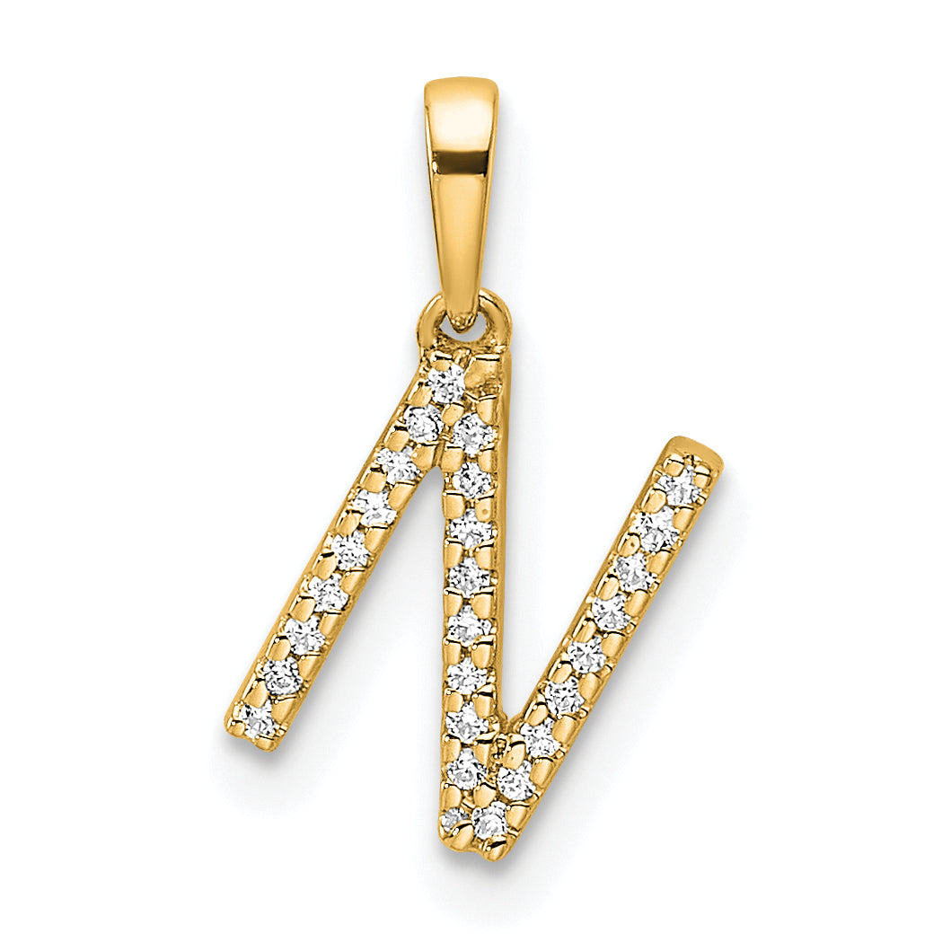 10K Diamond Letter N Initial Pendant Main image