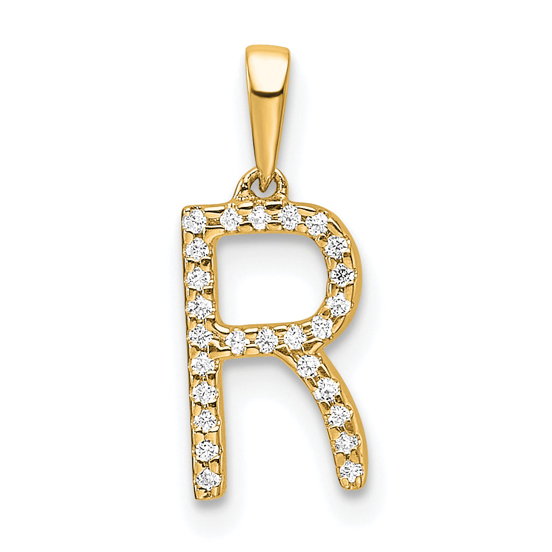10K Diamond Letter R Initial Pendant Main image