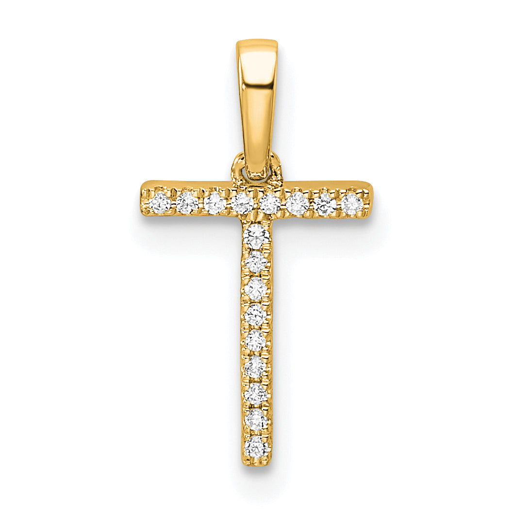 10K Diamond Letter T Initial Pendant Main image