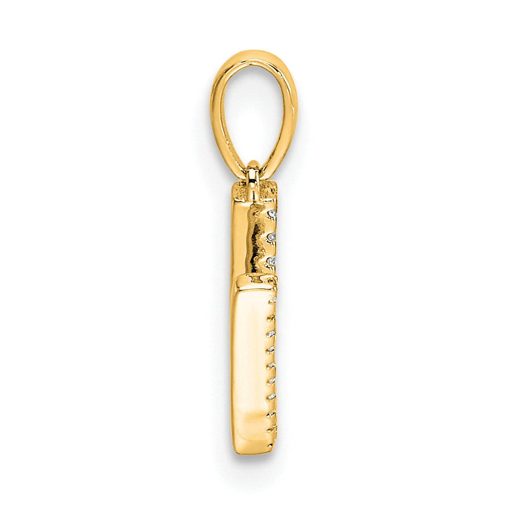 10K Diamond Letter V Initial Pendant