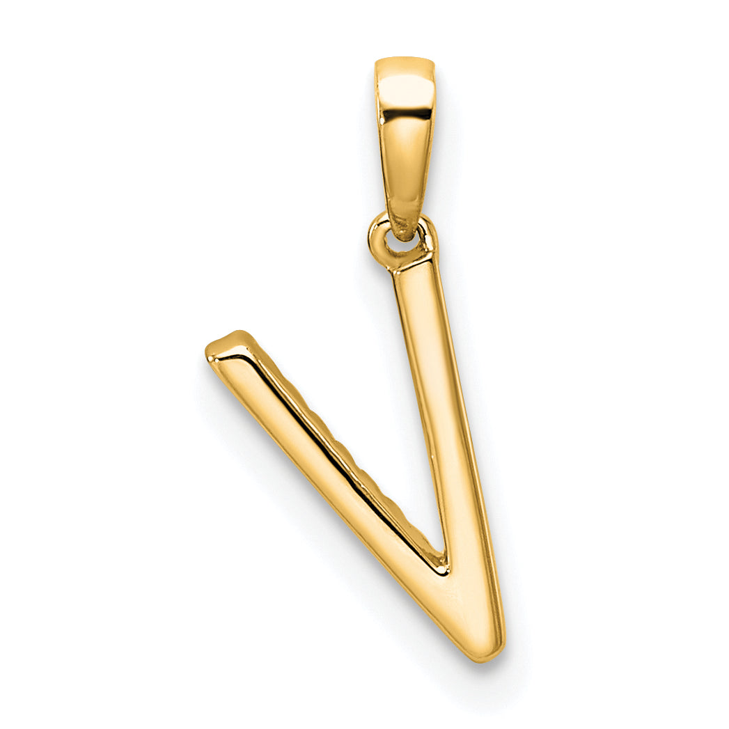 10K Diamond Letter V Initial Pendant