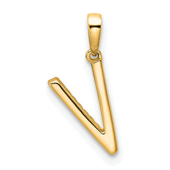 10K Diamond Letter V Initial Pendant