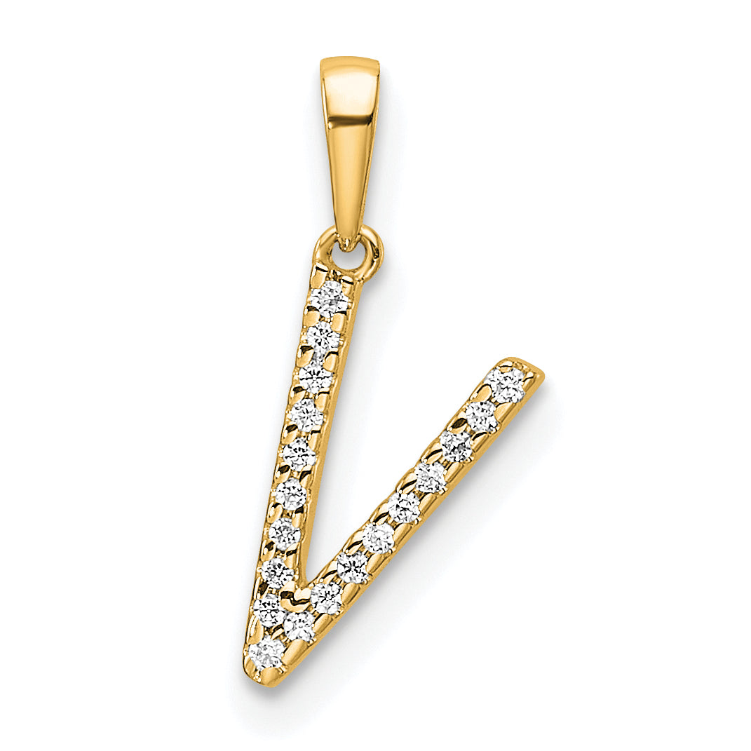 10K Diamond Letter V Initial Pendant Main image