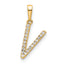 10K Diamond Letter V Initial Pendant
