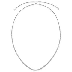 14k White Gold 5 carat Lab Grown Diamond VS/SI+ G+ Adjustable to 26 inch Tennis Bolo Necklace