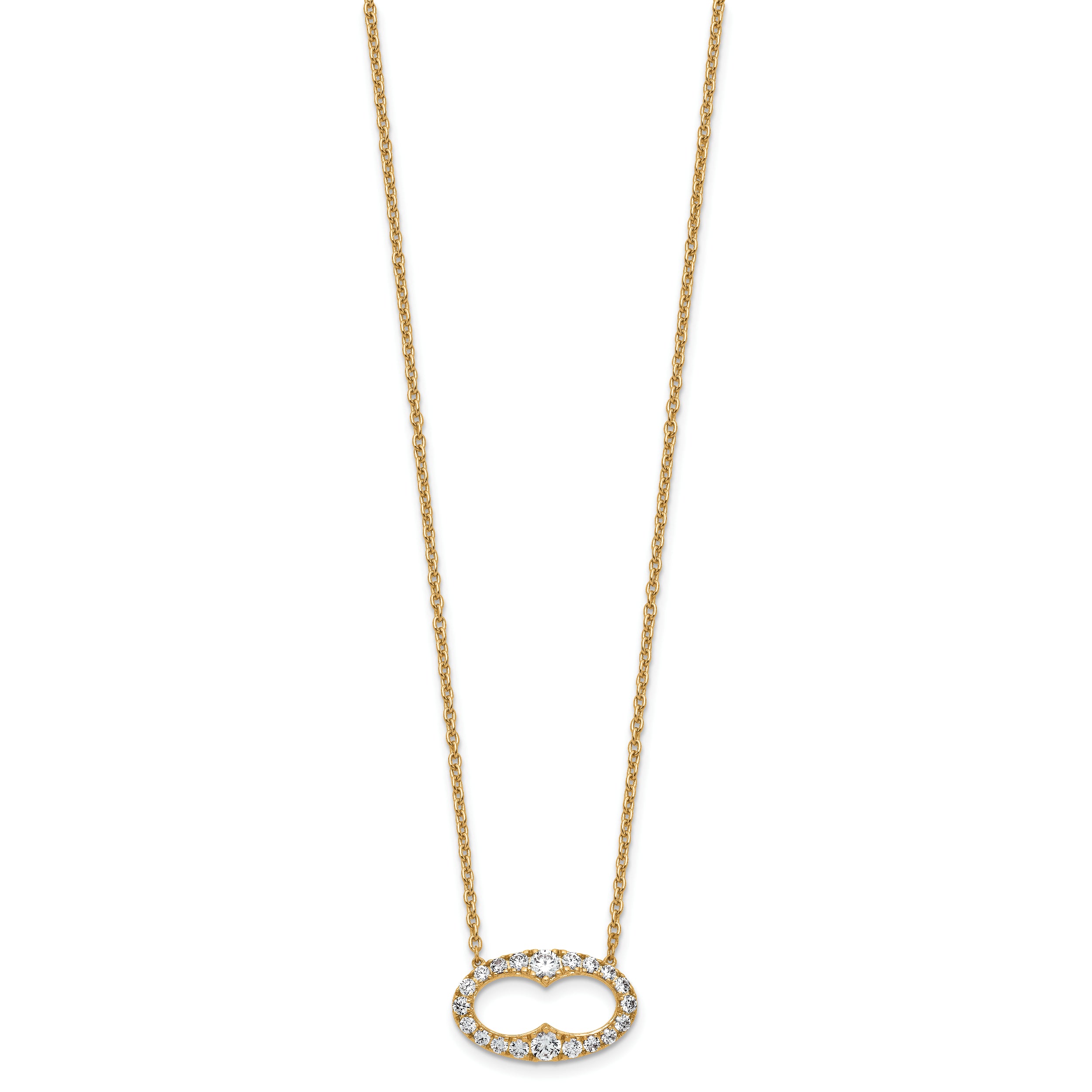 14k 1 carat Lab Grown Diamond VS/SI+ G+ 18 inch Fancy Oval Necklace