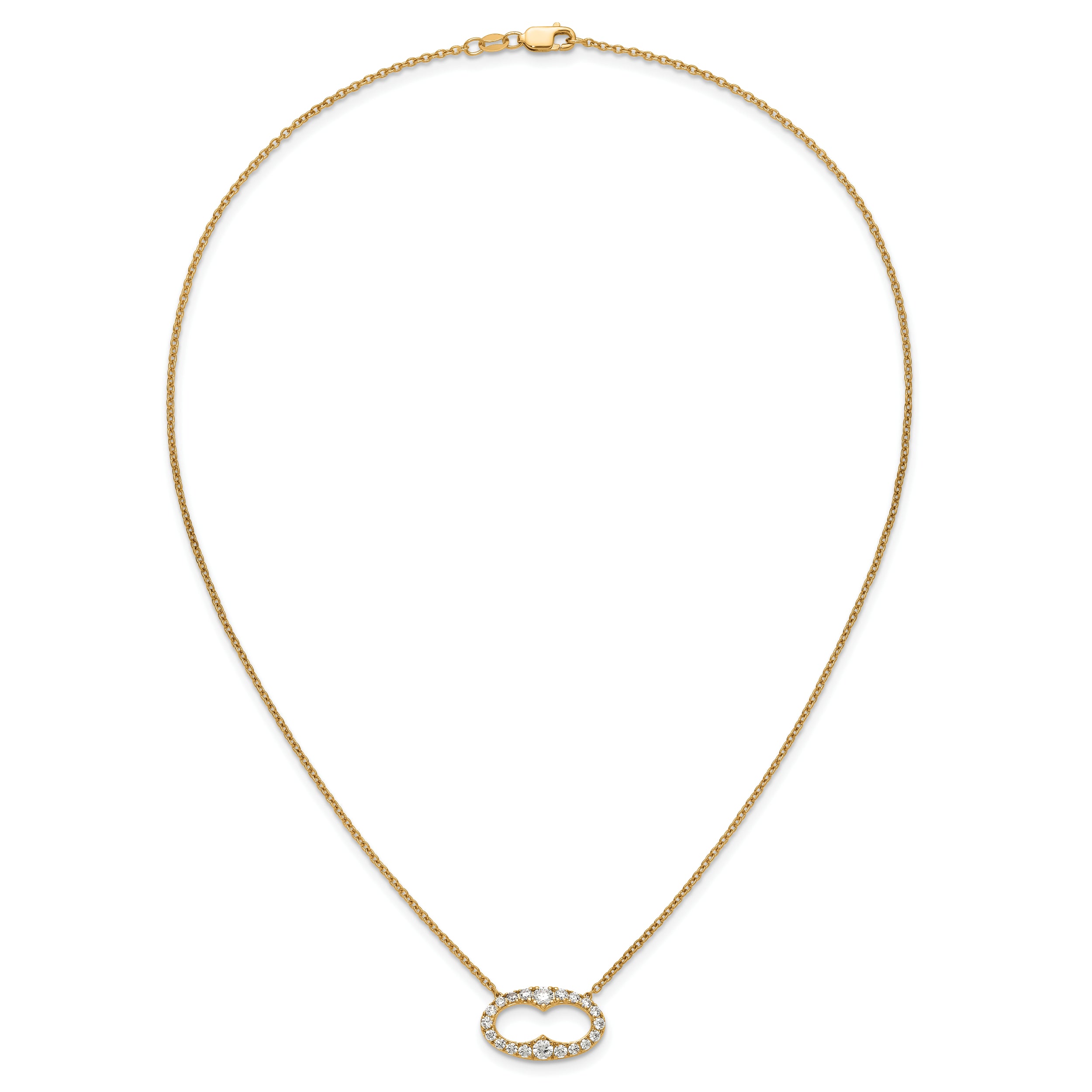 14k 1 carat Lab Grown Diamond VS/SI+ G+ 18 inch Fancy Oval Necklace