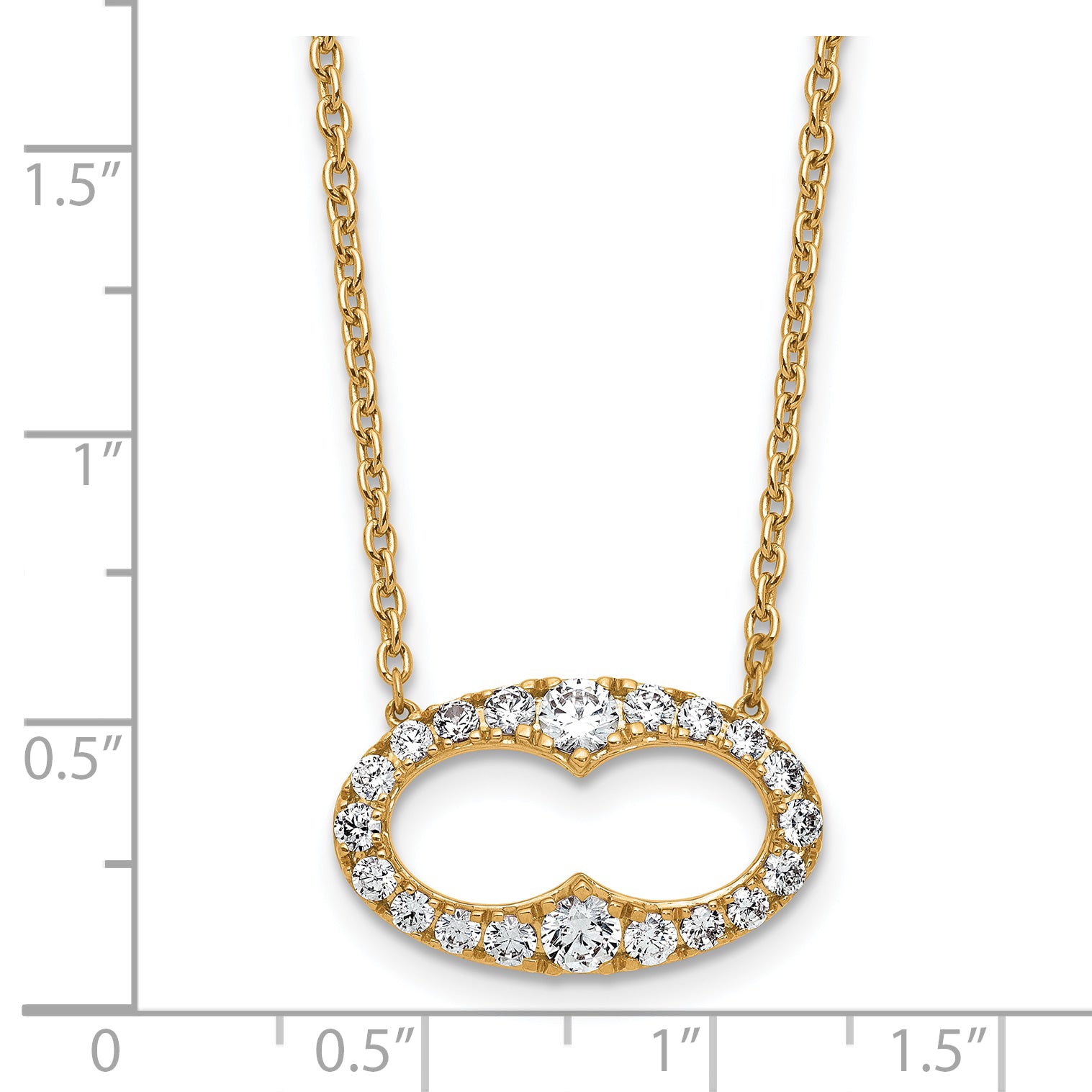 14k 1 carat Lab Grown Diamond VS/SI+ G+ 18 inch Fancy Oval Necklace