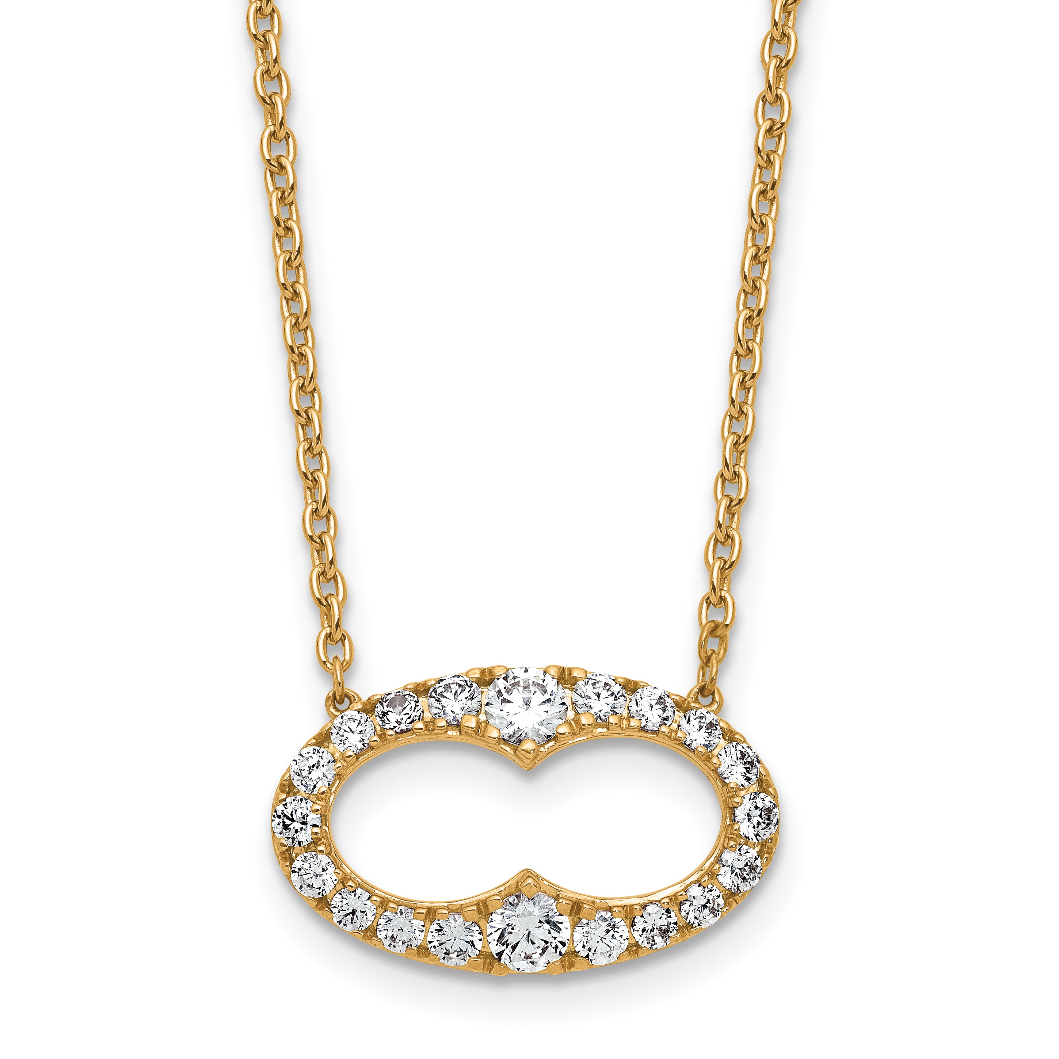 14k 1 carat Lab Grown Diamond VS/SI+ G+ 18 inch Fancy Oval Necklace