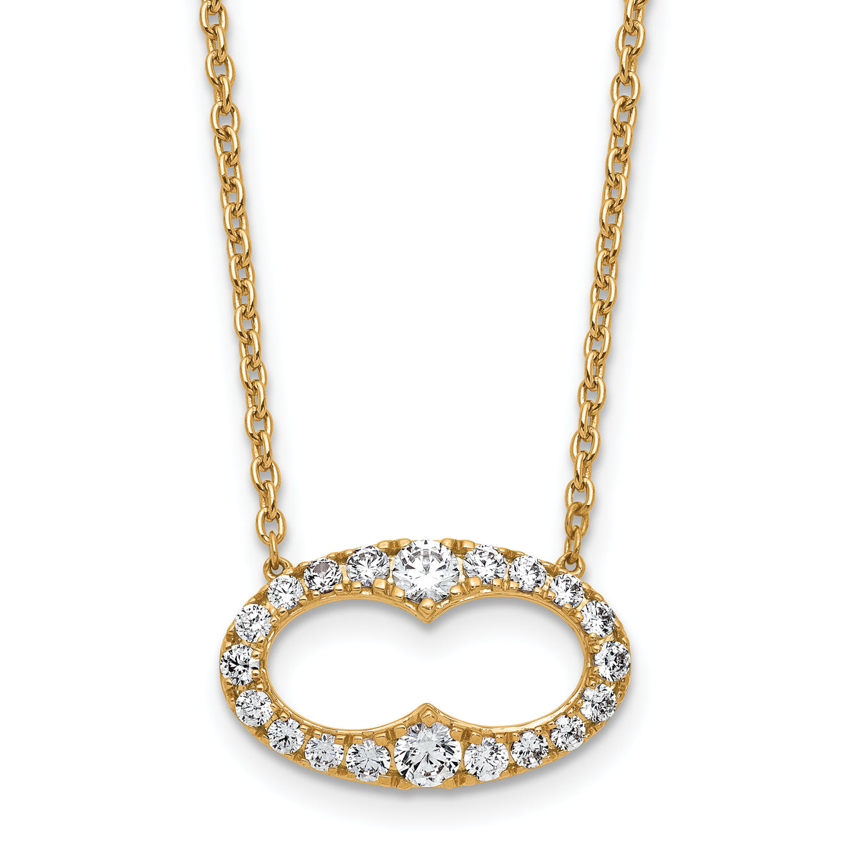 14k 1 carat Lab Grown Diamond VS/SI+ G+ 18 inch Fancy Oval Necklace