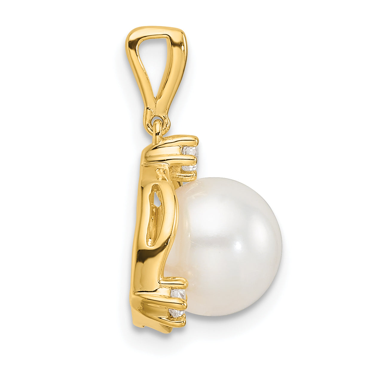 14k 1/8 carat Lab Grown Diamond VS/SI+ G+ and 8.00 mm Round Freshwater Cultured Pearl Pendant Secondary image