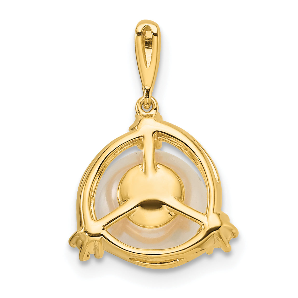 14k 1/8 carat Lab Grown Diamond VS/SI+ G+ and 8.00 mm Round Freshwater Cultured Pearl Pendant