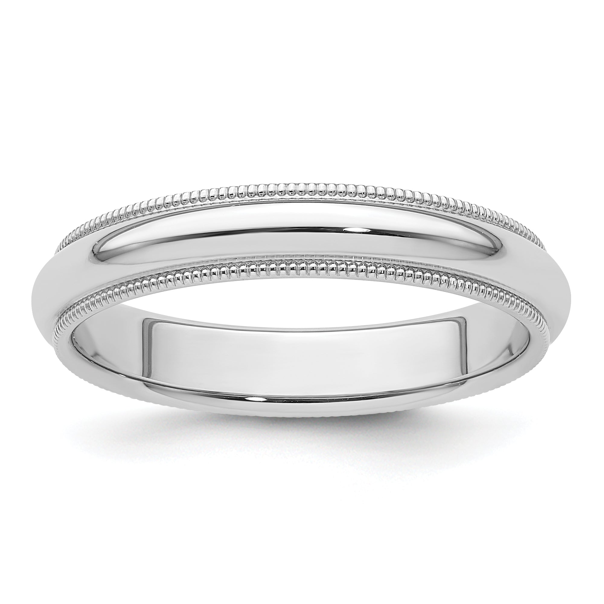 Platinum 4mm Polished Milgrain Comfort-Fit Wedding Band Main image