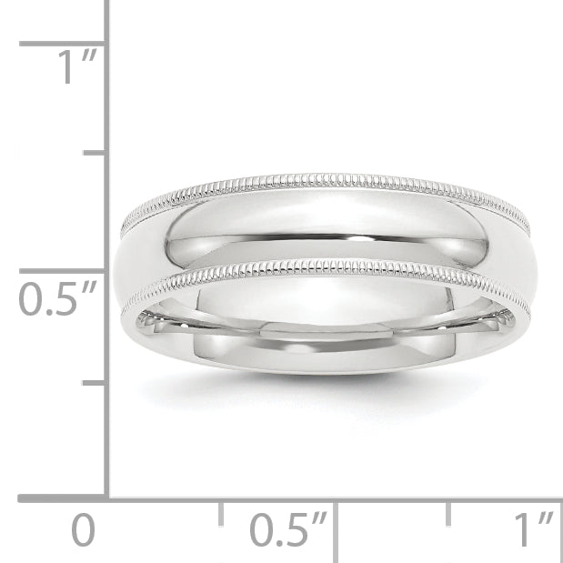 Platinum 6mm Polished Milgrain Comfort-Fit Wedding Band Size 5 Secondary image