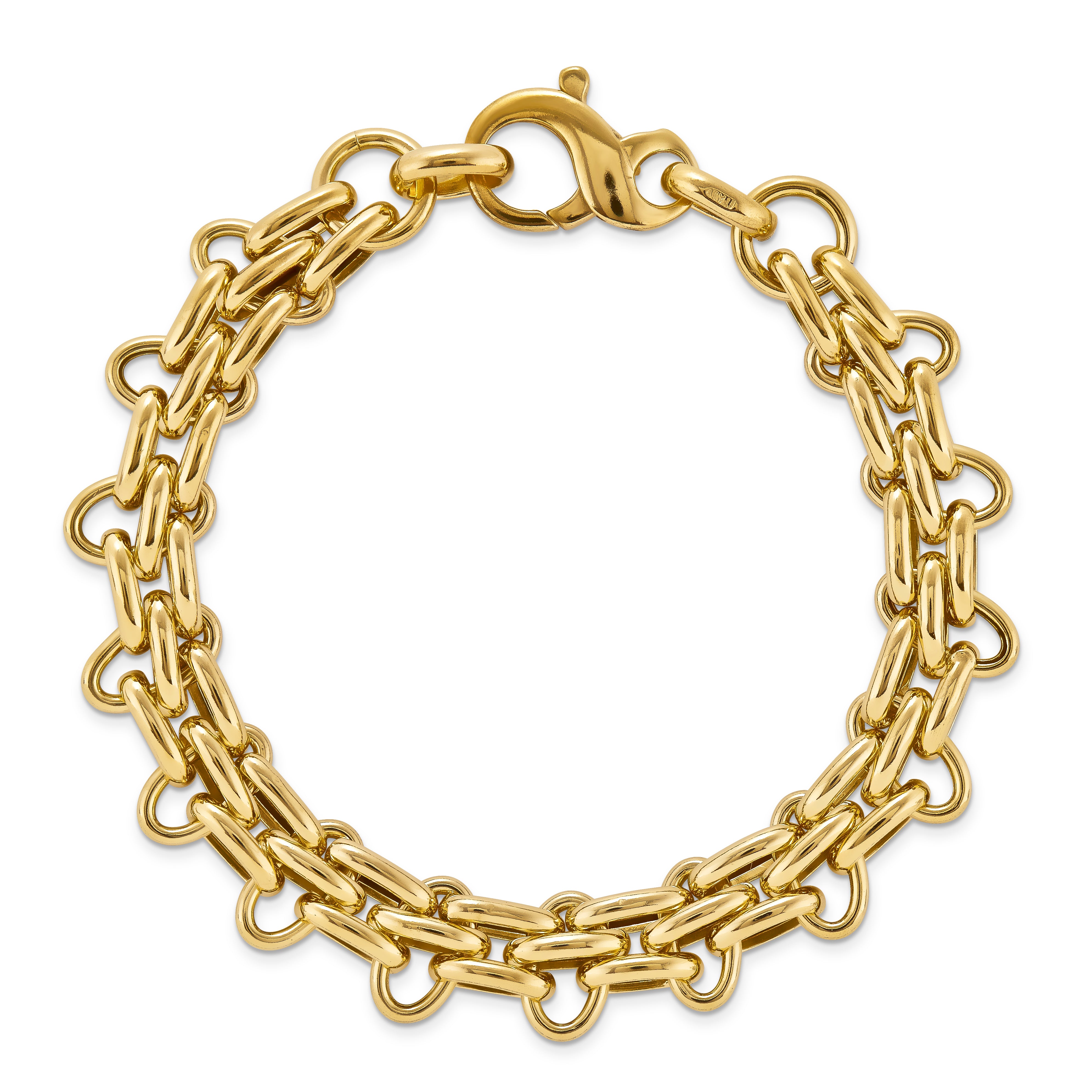Sterling Silver Gold-tone Polished Fancy Link Bracelet