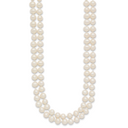 14k 5-6mm White Near Round Freshwater Cultured Pearl Double Strand 18 inch Necklace
