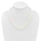 14k 5-6mm White Near Round Freshwater Cultured Pearl Double Strand 18 inch Necklace