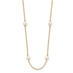 14k 4-5mm White Near-Round Freshwater Cultured Pearl 8-Station 16 inch Necklace