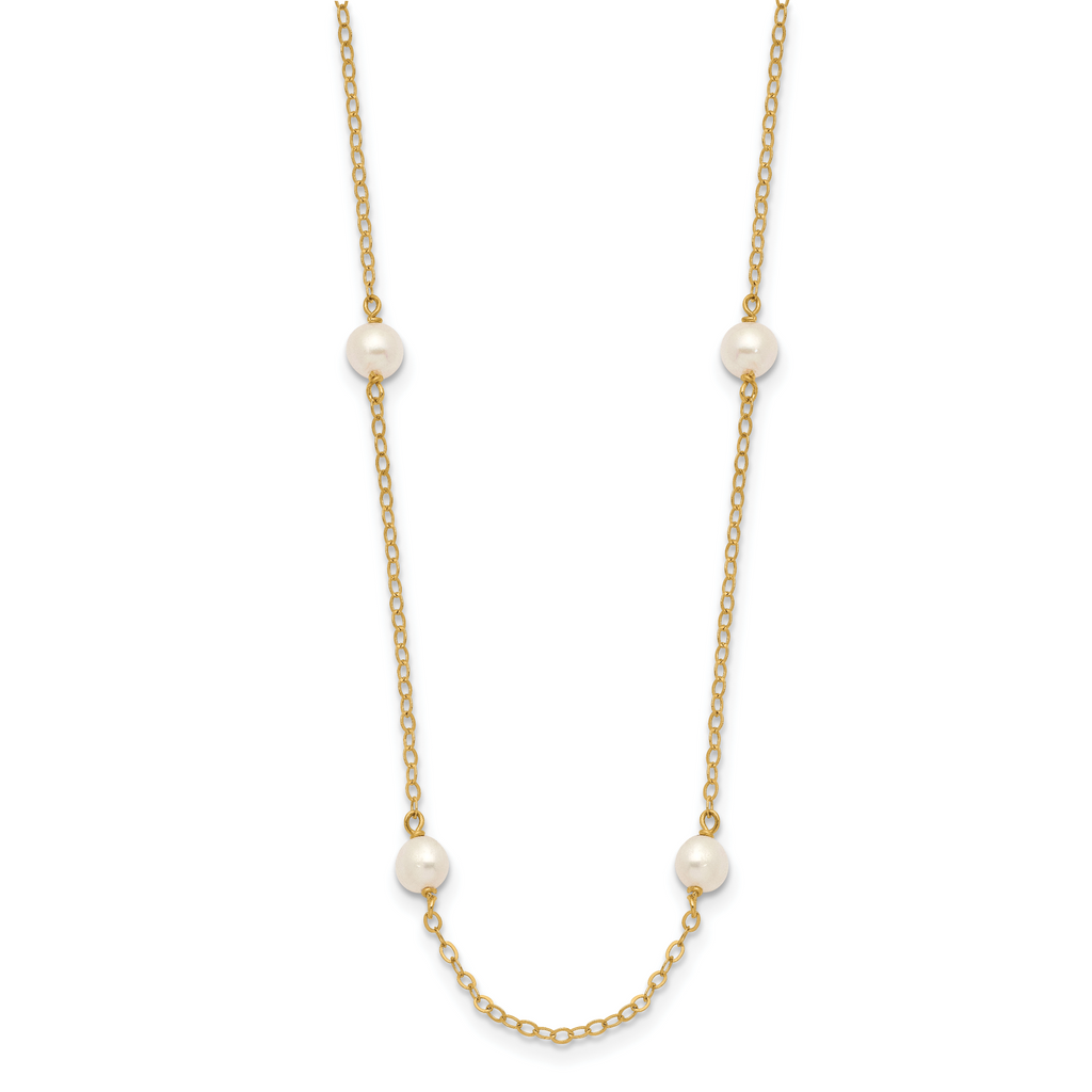14K 4-5mm White Near Round Freshwater Cultured Pearl 8-station Necklace