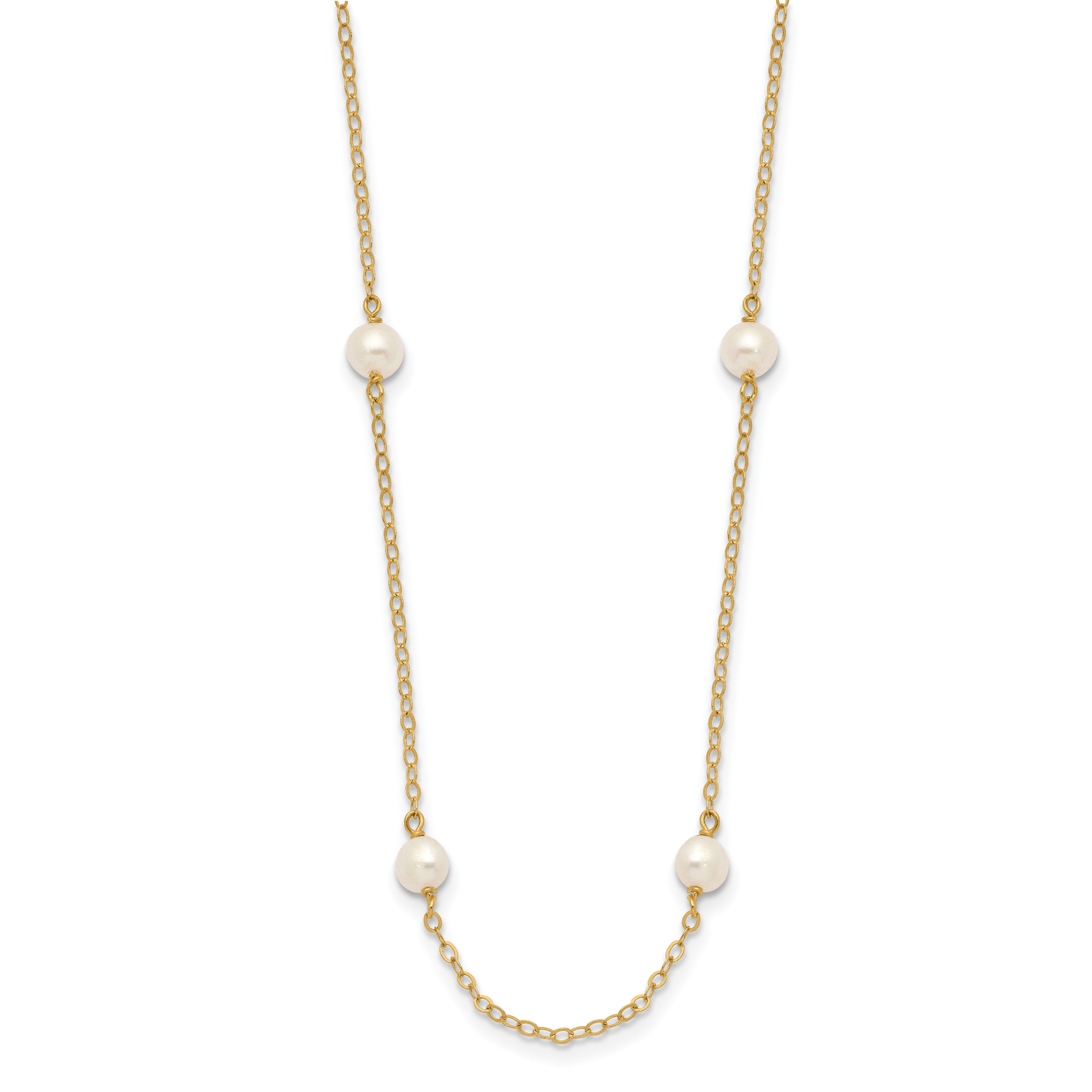14K 4-5mm White Near Round Freshwater Cultured Pearl 8-station Necklace