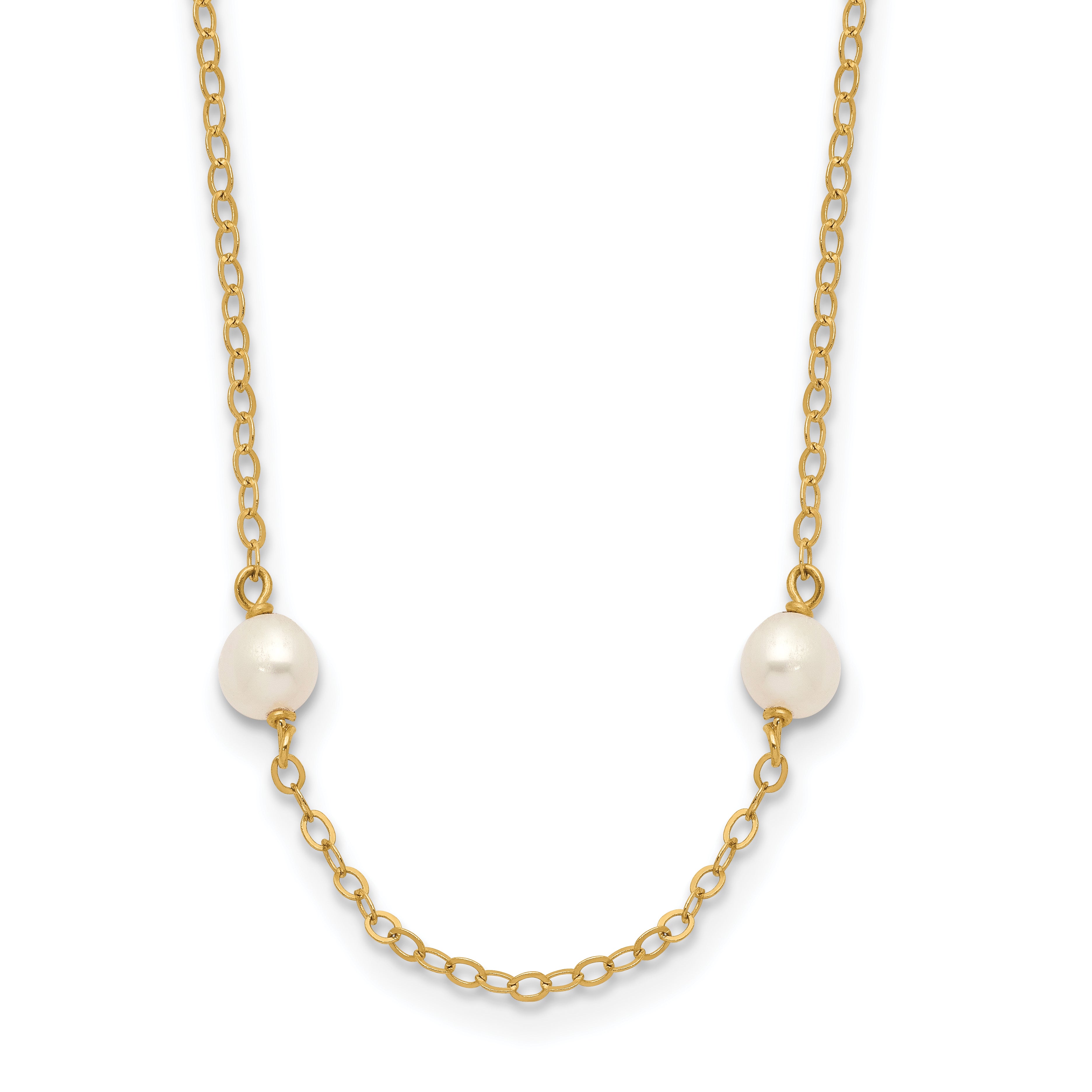 14k 4-5mm White Near-Round Freshwater Cultured Pearl 8-Station 16 inch Necklace Main image