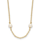 14K 4-5mm White Near Round Freshwater Cultured Pearl 8-station 18 inch Necklace