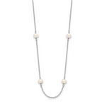 14K White Gold 4-5mm White Near Round Freshwater Cultured Pearl 8-station 18 inch Necklace