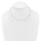 14K White Gold 4-5mm White Near Round Freshwater Cultured Pearl 8-station 18 inch Necklace
