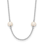 14K White Gold 4-5mm White Near Round Freshwater Cultured Pearl 8-station 18 inch Necklace