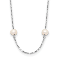14k White Gold 4-5mm White Near-Round Freshwater Cultured Pearl 8-Station 16 inch Necklace