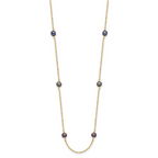 14k 5-6mm Black Near Round Freshwater Cultured Pearl 9-station 16 inch Necklace