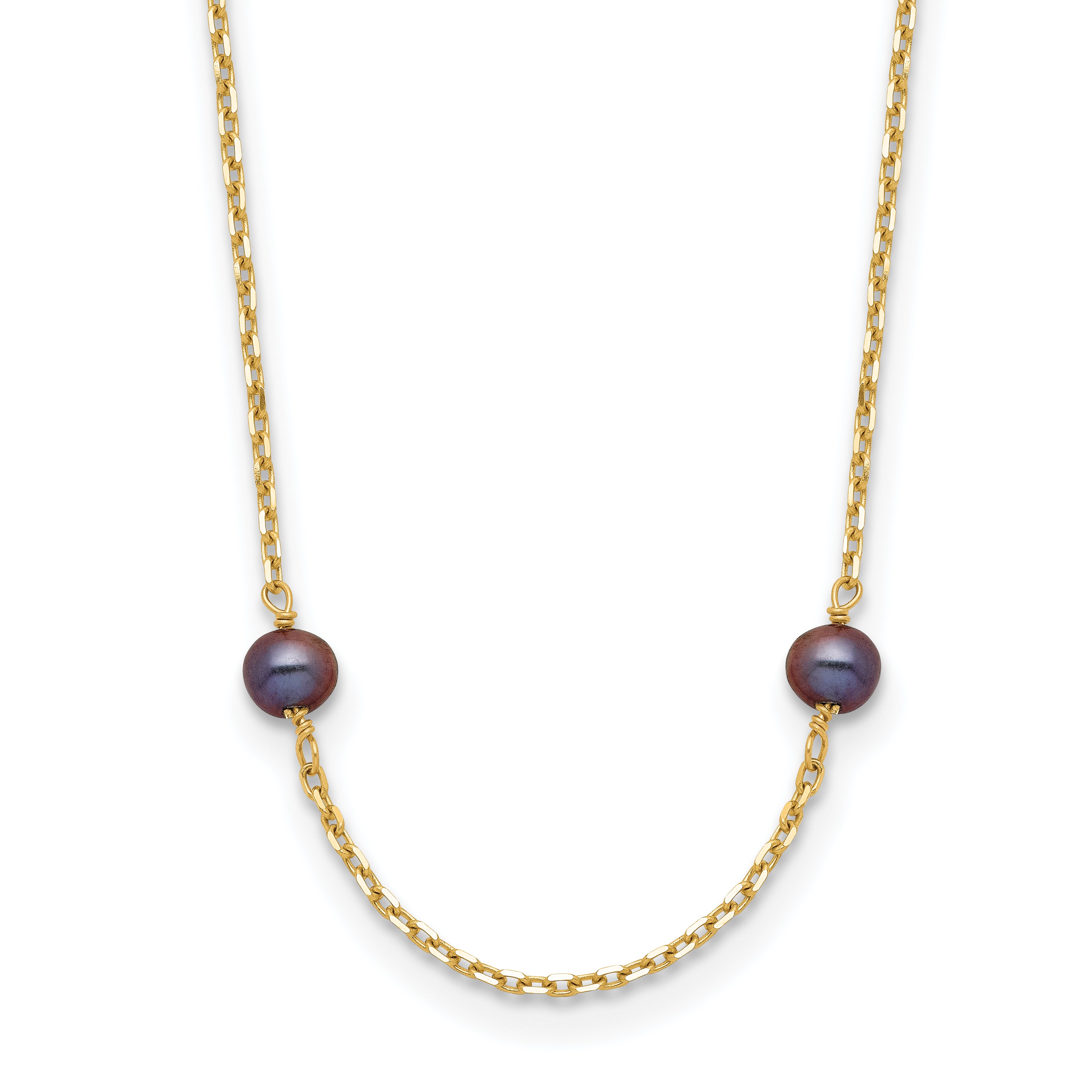 14k 5-6mm Black Near Round Freshwater Cultured Pearl 9-station 16 inch Necklace Main image