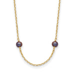 14k 5-6mm Black Near Round Freshwater Cultured Pearl 9-station 16 inch Necklace
