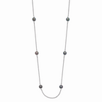 14k White Gold 4-5mm Black Near-Round Freshwater Cultured Pearl 8-Station Necklace