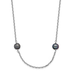 14k White Gold 4-5mm Black Near-Round Freshwater Cultured Pearl 8-Station Necklace