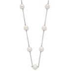 14k White Gold 5.5-6.5mm Near Round White Freshwater Cultured Pearl 12-station Necklace