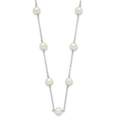 14k White Gold 5.5-6.5mm Near Round White Freshwater Cultured Pearl 12-station 18 inch Necklace
