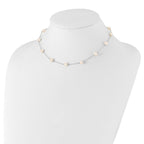 14k White Gold 5.5-6.5mm Near Round White Freshwater Cultured Pearl 12-station Necklace