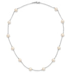 14k White Gold 5.5-6.5mm Near Round White Freshwater Cultured Pearl 12-station Necklace