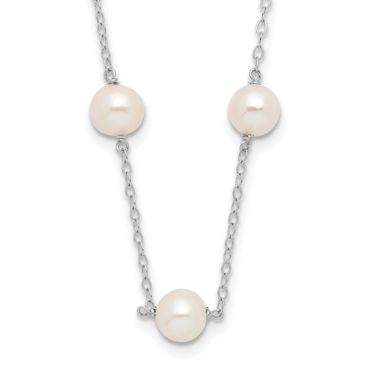 14K White Gold White Freshwater Cultured Pearl Necklace 5.5-6.5mm - Sophia Jewelers Main image