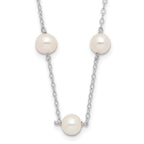 14k White Gold 5.5-6.5mm Near Round White Freshwater Cultured Pearl 12-station Necklace