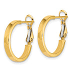 14k 3x20mm Polished Square Tube Round Omega Back Hoop Earrings