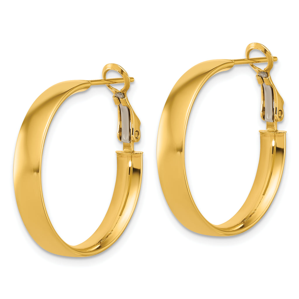14k 5mm Polished Flat Tube Omega Back Hoop Earrings