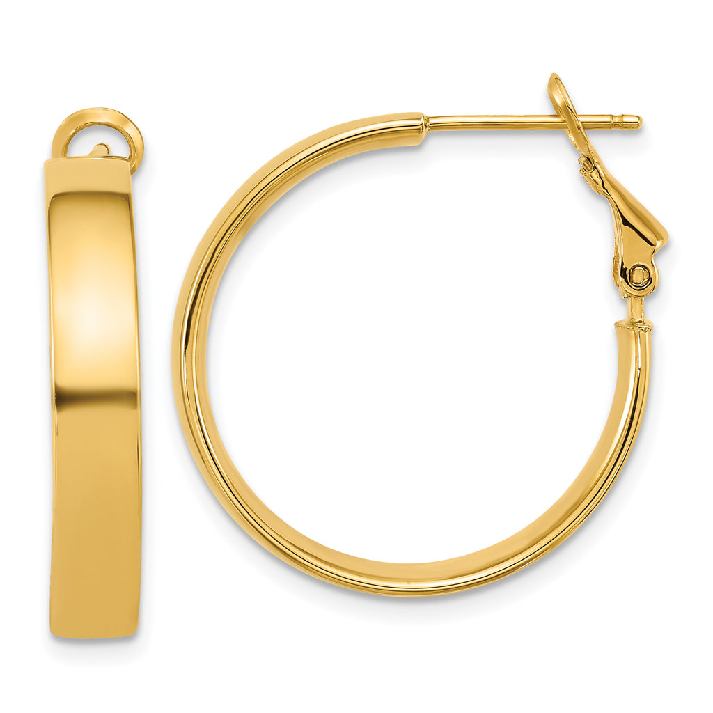14k 5mm Polished Flat Tube Omega Back Hoop Earrings