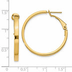 14k 3x25mm Polished Square Tube Round Hoop Earrings