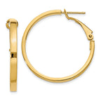 14k 3x25mm Polished Square Tube Round Hoop Earrings