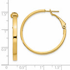 14k 3x30mm Polished Square Tube Round Hoop Earrings