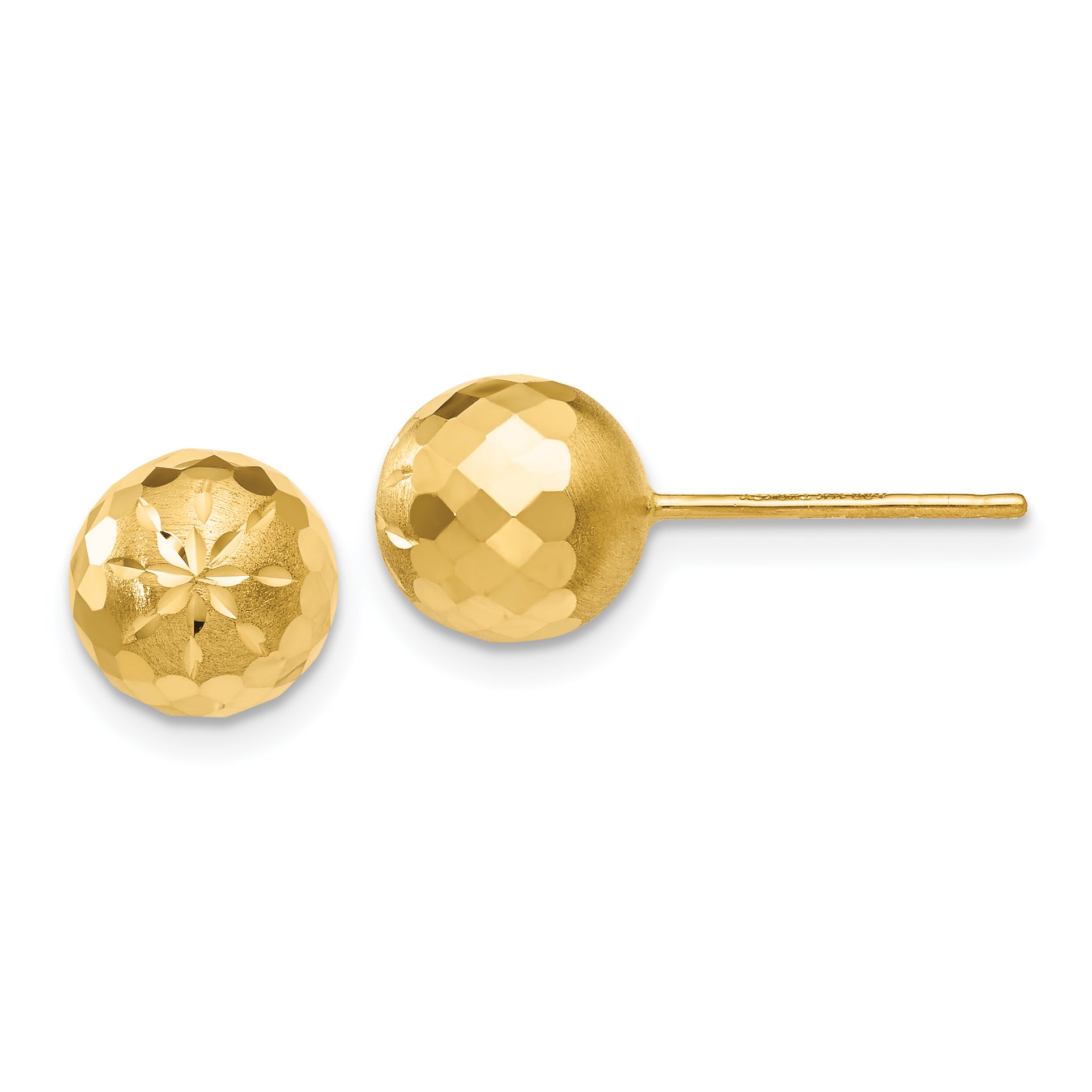 14k 8mm Diamond-cut Mirror Ball Post Earrings Main image
