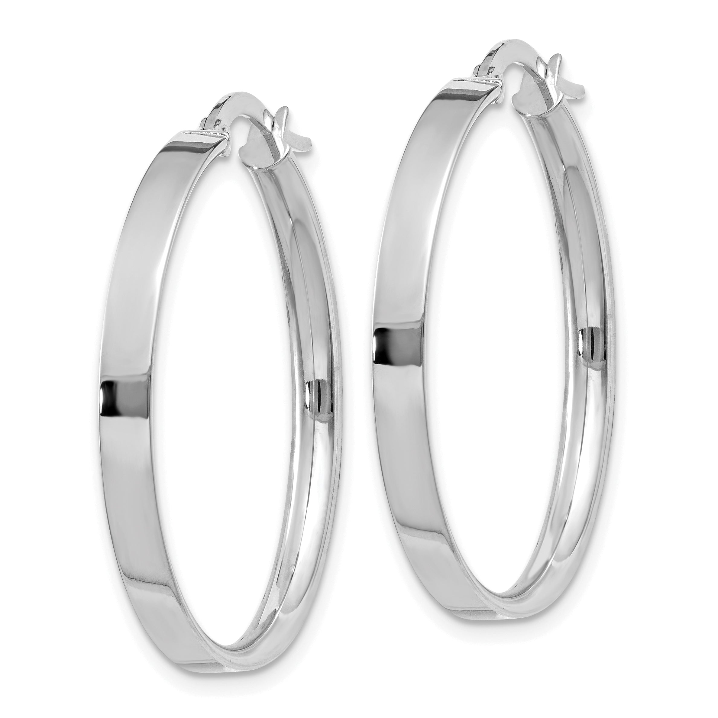 14K White Gold 3mm Large Hoop Earrings Secondary image