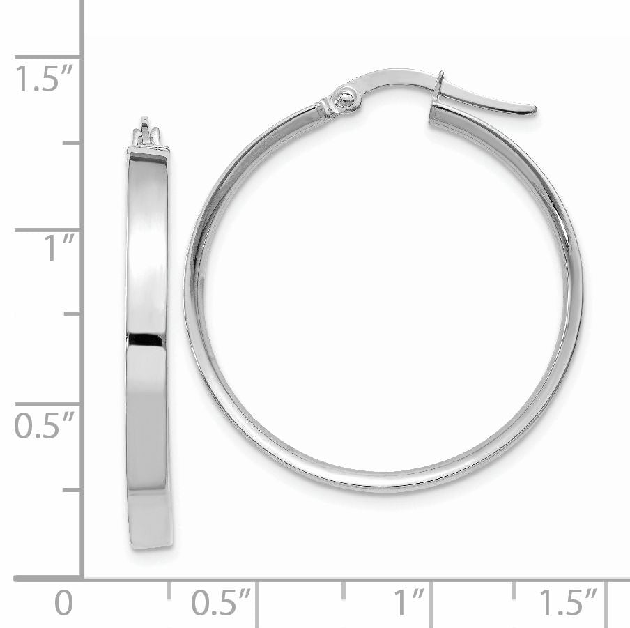 14K White Gold 3mm Large Hoop Earrings